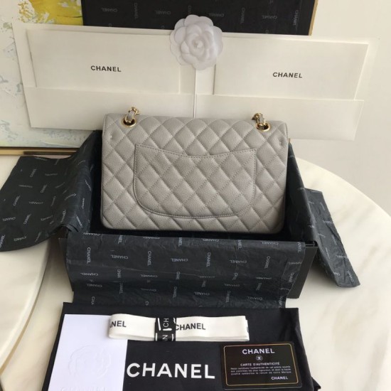 Replica Classic Grained Calfskin Flap Bag A1112 Gray