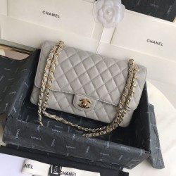 Replica Classic Grained Calfskin Flap Bag A1112 Gray
