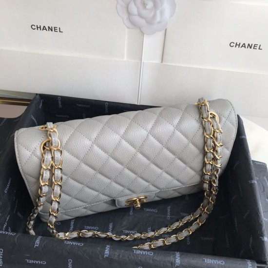 Replica Classic Grained Calfskin Flap Bag A1112 Gray