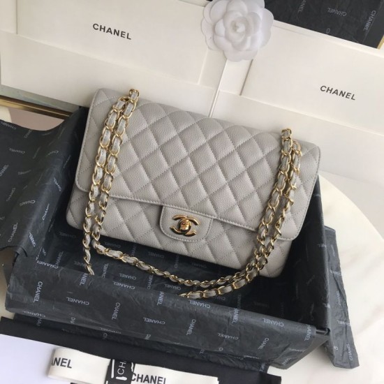 Replica Classic Grained Calfskin Flap Bag A1112 Gray