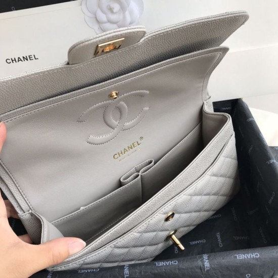 Replica Classic Grained Calfskin Flap Bag A1112 Gray