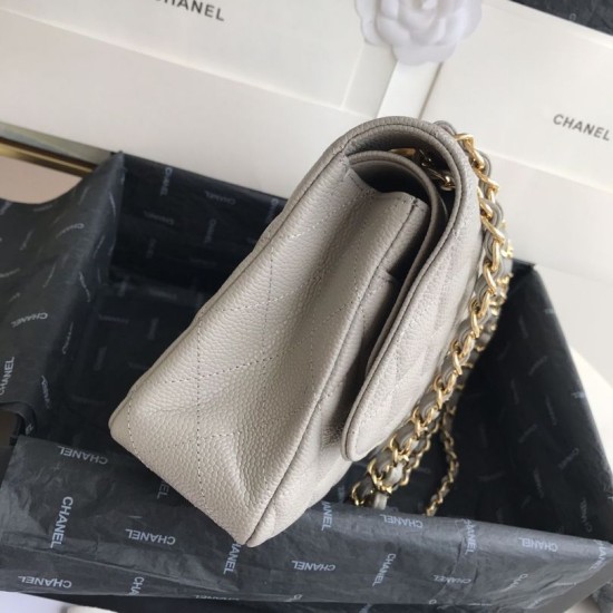 Replica Classic Grained Calfskin Flap Bag A1112 Gray