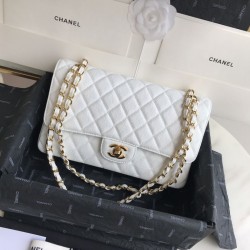 Replica Classic Grained Calfskin Flap Bag A1112 White