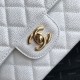 Replica Classic Grained Calfskin Flap Bag A1112 White