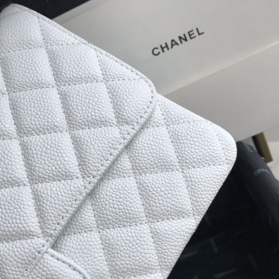Replica Classic Grained Calfskin Flap Bag A1112 White