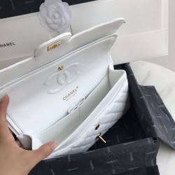 Replica Classic Grained Calfskin Flap Bag A1112 White