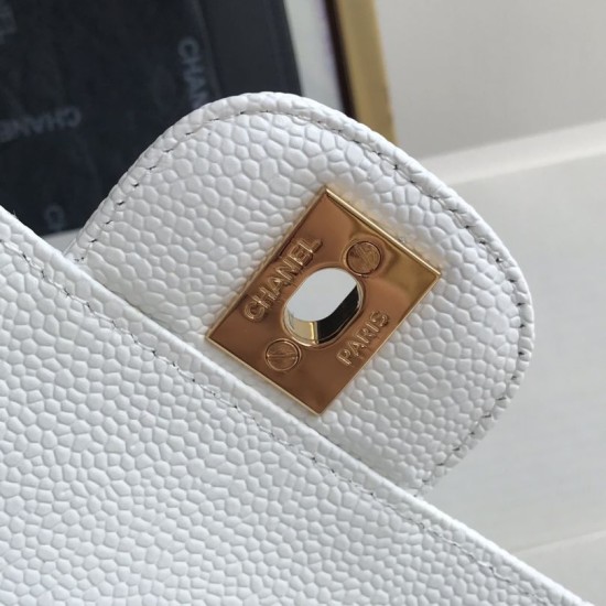 Replica Classic Grained Calfskin Flap Bag A1112 White
