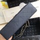 Fake Classic Grained Calfskin Flap Bag A1112 Dark Blue Replica