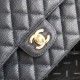 Fake Classic Grained Calfskin Flap Bag A1112 Dark Blue Replica