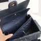 Fake Classic Grained Calfskin Flap Bag A1112 Dark Blue Replica