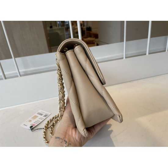 Fake Calfskin Mini Sqaure Flap Bag AS2468 Apricot Replica
