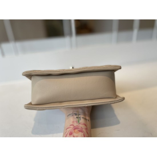 Fake Calfskin Mini Sqaure Flap Bag AS2468 Apricot Replica