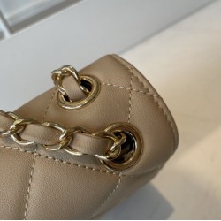 Replica Calfskin Mini Sqaure Flap Bag AS2468 Apricot Fake Calfskin Mini Sqaure Flap Bag AS2468 Apricot Replica