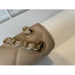 Fake Calfskin Mini Sqaure Flap Bag AS2468 Apricot Replica