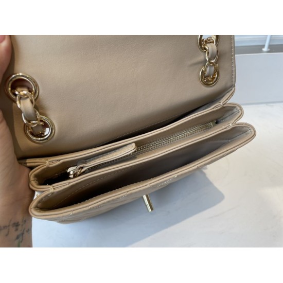 Fake Calfskin Mini Sqaure Flap Bag AS2468 Apricot Replica