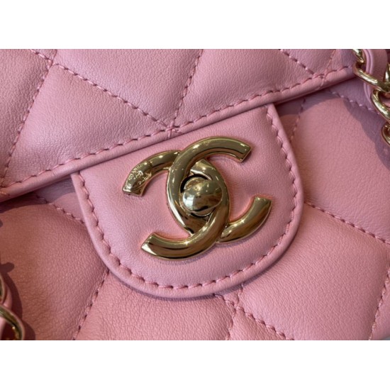 Replica Calfskin Mini Sqaure Flap Bag AS2468 Pink
