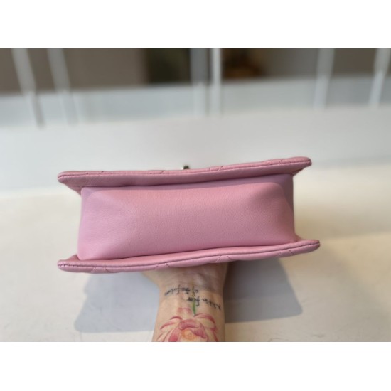 Replica Calfskin Mini Sqaure Flap Bag AS2468 Pink