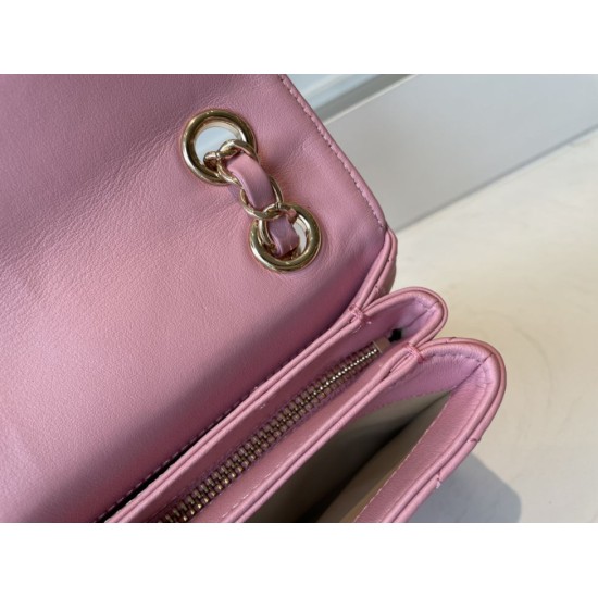 Replica Calfskin Mini Sqaure Flap Bag AS2468 Pink