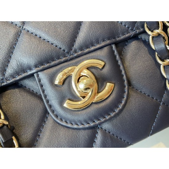Replica Calfskin Mini Sqaure Flap Bag AS2468 Blue