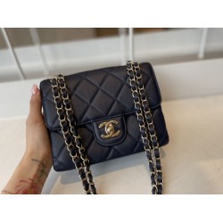 Replica Calfskin Mini Sqaure Flap Bag AS2468 Blue