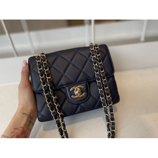 Replica Calfskin Mini Sqaure Flap Bag AS2468 Blue