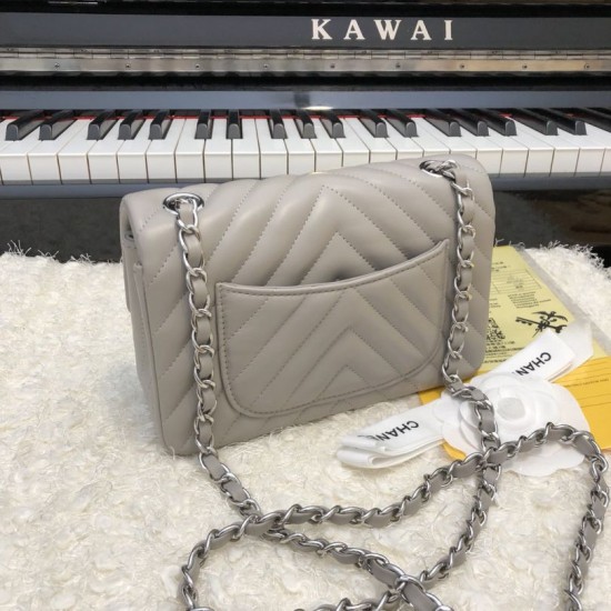 Replica Classic Flap Bag A1116 Gray Silver Hardware