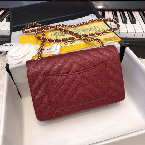 Replica Classic Flap Bag Grain leather A1116 Red