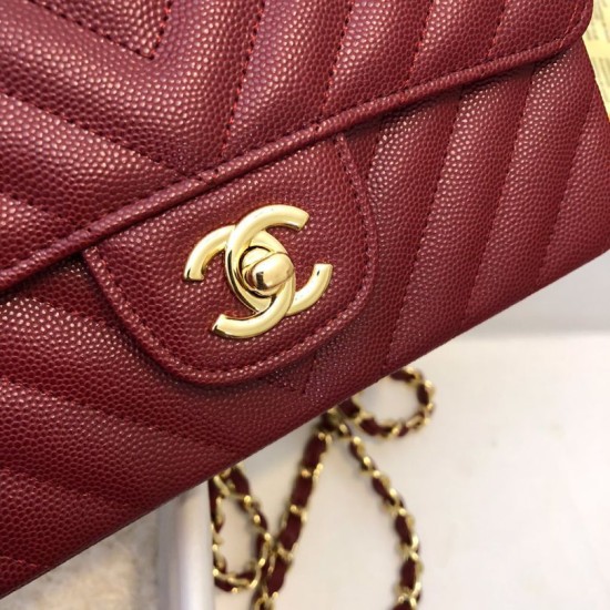 Replica Classic Flap Bag Grain leather A1116 Red