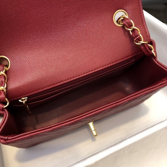 Replica Classic Flap Bag Grain leather A1116 Red