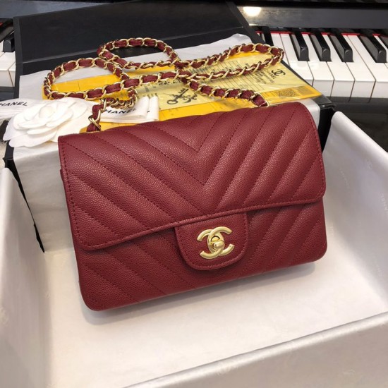 Replica Classic Flap Bag Grain leather A1116 Red