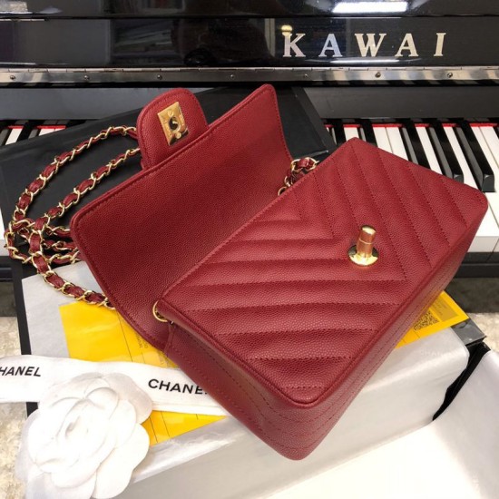 Replica Classic Flap Bag Grain leather A1116 Red