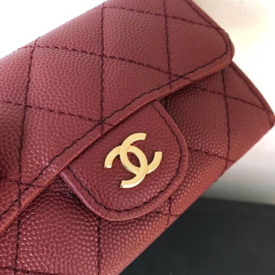 Fake Classic Flap Coin Purse A31504 Claret Replica