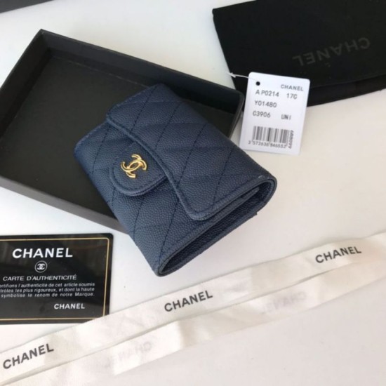 Replica Classic Flap Coin Purse A31504 Dark Blue