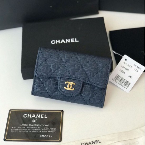 Replica Classic Flap Coin Purse A31504 Dark Blue