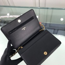 Fake Classic Grained Woc Bag A33814 Black Replica