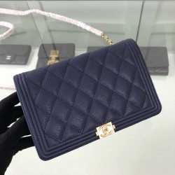 Fake Classic Grained Woc Bag A33814 Dark Blue Replica