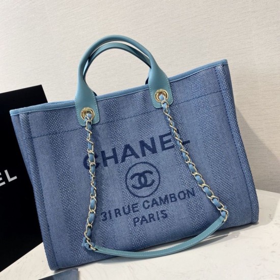 Fake Deauville Mixed Fibers With Pearl Shopping Bag A66941 Blue Replica Replica Deauville Mixed Fibers With Pearl Shopping Bag A66941 Blue