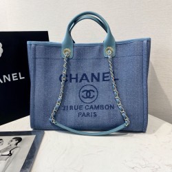 Replica Deauville Mixed Fibers With Pearl Shopping Bag A66941 Blue