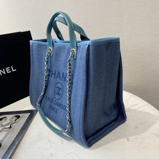 Fake Deauville Mixed Fibers With Pearl Shopping Bag A66941 Blue Replica Replica Deauville Mixed Fibers With Pearl Shopping Bag A66941 Blue