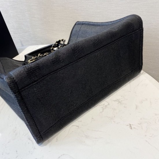 Fake Deauville Mixed Fibers With Pearl Shopping Bag A66941 Black Replica Fake Deauville Mixed Fibers With Pearl Shopping Bag A66941 Black Replica