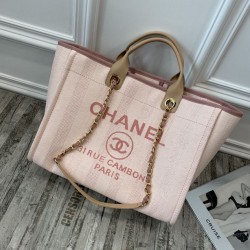 Replica Deauville Mixed Fibers With Pearl Shopping Bag A66941 Rosa