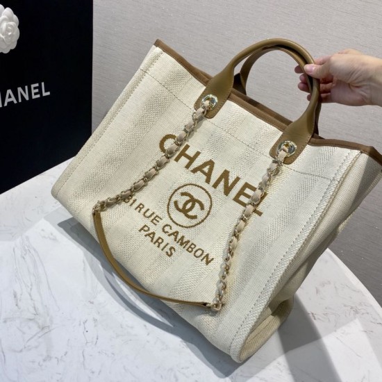 Replica Deauville Mixed Fibers With Pearl Shopping Bag A66941 Brown Replica Deauville Mixed Fibers With Pearl Shopping Bag A66941 Brown