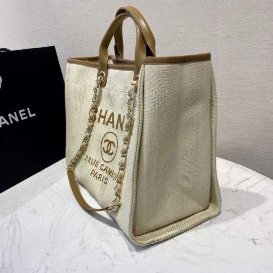 Replica Deauville Mixed Fibers With Pearl Shopping Bag A66941 Brown Replica Deauville Mixed Fibers With Pearl Shopping Bag A66941 Brown