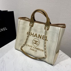 Replica Deauville Mixed Fibers With Pearl Shopping Bag A66941 Brown