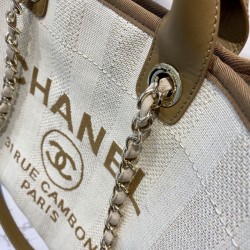 Replica Deauville Mixed Fibers With Pearl Shopping Bag A66941 Brown