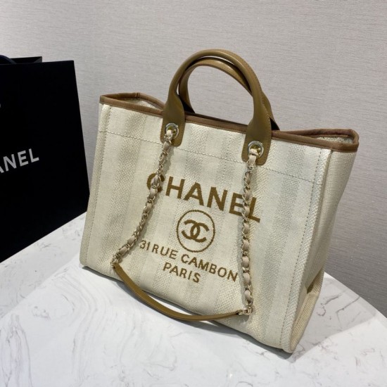 Replica Deauville Mixed Fibers With Pearl Shopping Bag A66941 Brown Replica Deauville Mixed Fibers With Pearl Shopping Bag A66941 Brown