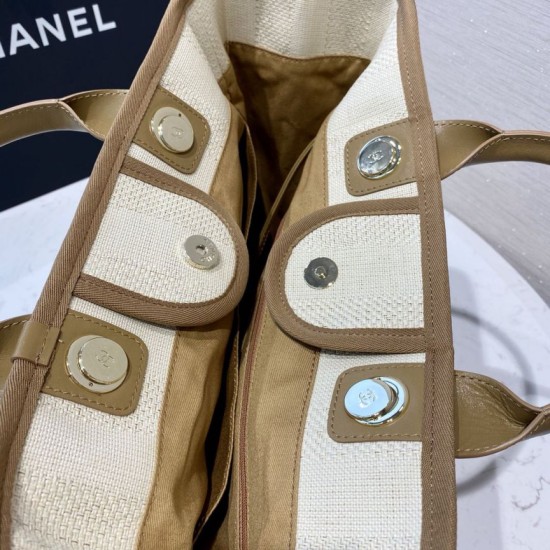 Replica Deauville Mixed Fibers With Pearl Shopping Bag A66941 Brown Replica Deauville Mixed Fibers With Pearl Shopping Bag A66941 Brown