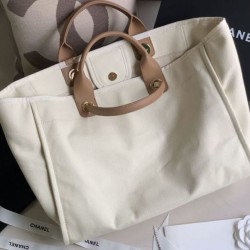 Fake Pearl Logo Deauville Shopping Tote Bag A66941 Beige Replica Fake Pearl Logo Deauville Shopping Tote Bag A66941 Beige Replica