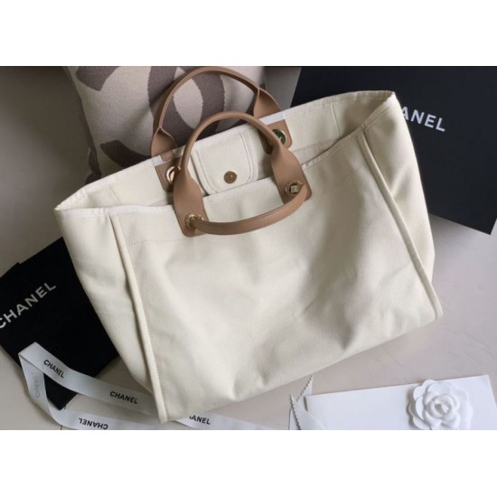 Fake Pearl Logo Deauville Shopping Tote Bag A66941 Beige Replica Fake Pearl Logo Deauville Shopping Tote Bag A66941 Beige Replica