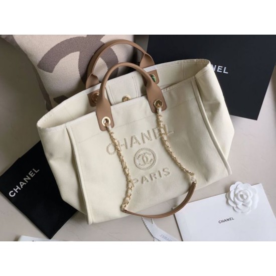 Fake Pearl Logo Deauville Shopping Tote Bag A66941 Beige Replica Fake Pearl Logo Deauville Shopping Tote Bag A66941 Beige Replica